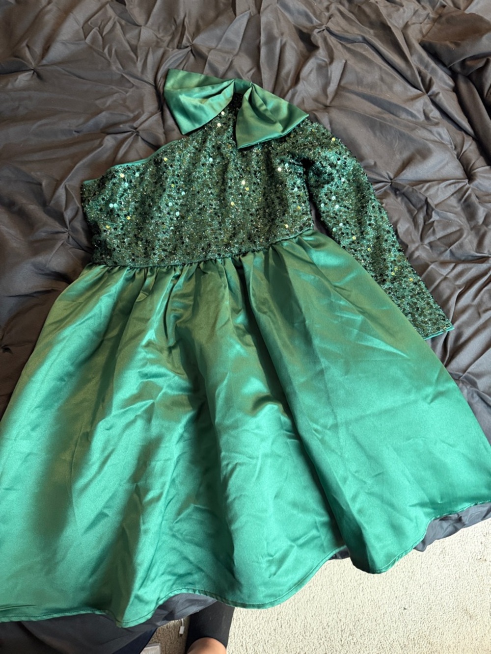SHEIN Emerald Green Sequin Tulle Party Dress